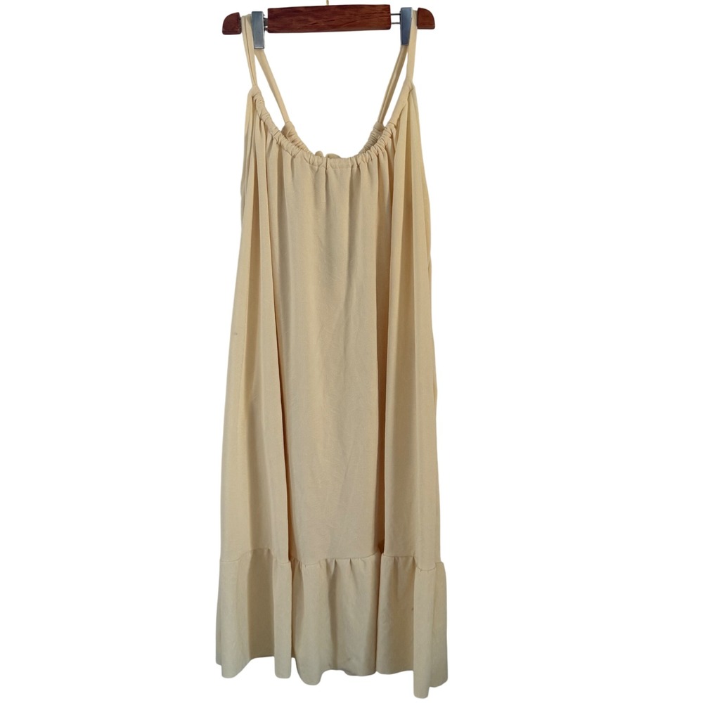 Farmhouse Frocks Yellow Dress‎ Sleeveless Ruffle Hem Boho Flowy XXXL Adjustable